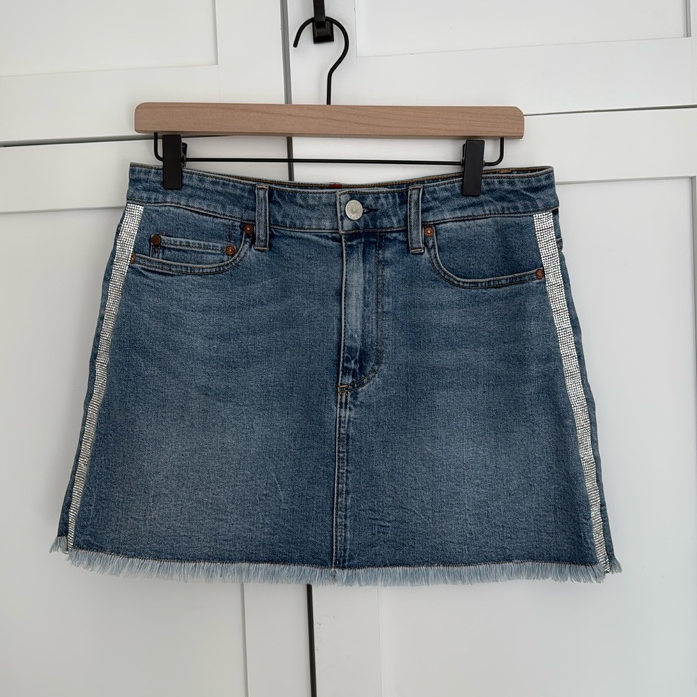 Alice and Olivia Crystal Denim Mini Skirt Size 29